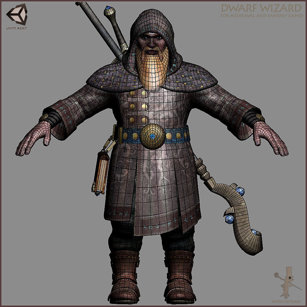 Dwarves Warriors Light Version Low-poly 3D model_33