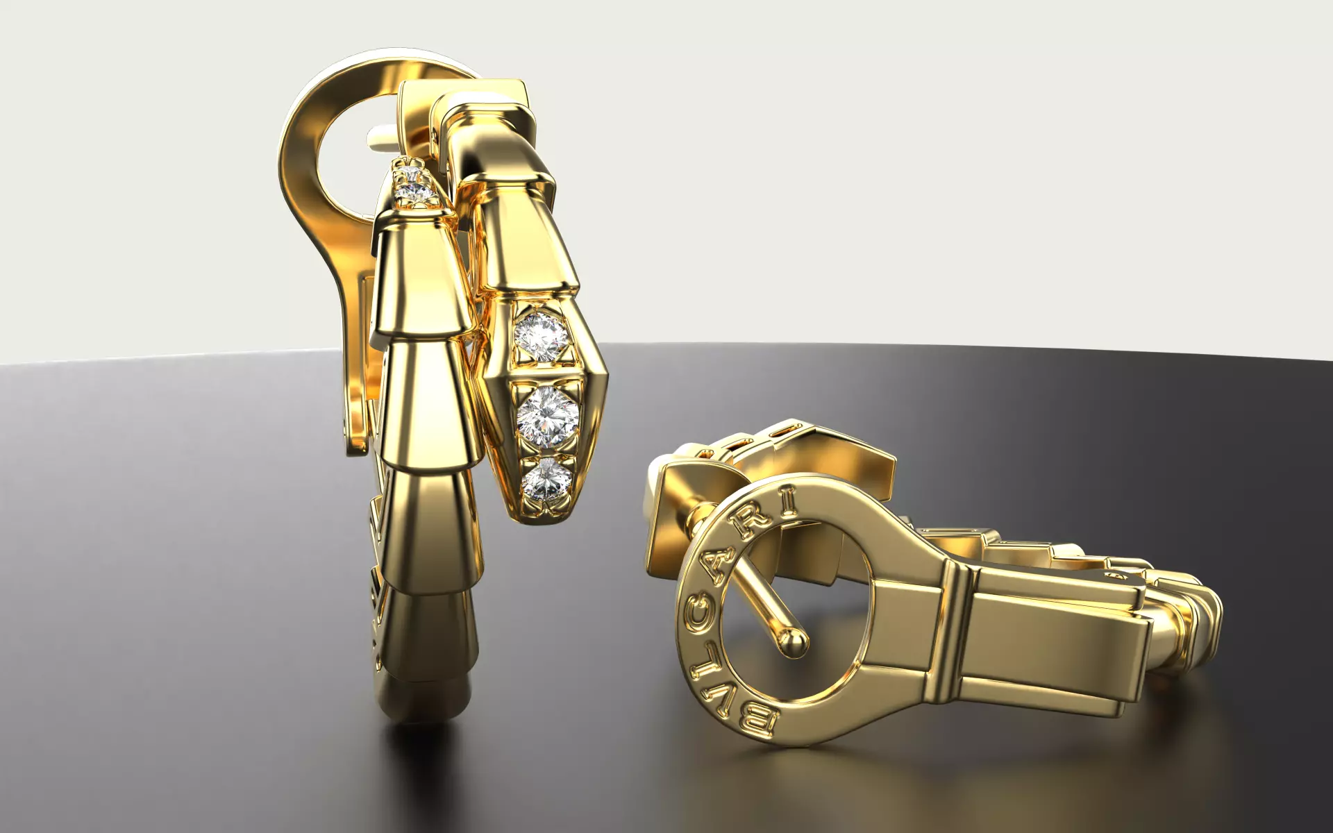 Earrings Bvlgari - Serpenti Viper with stone 3D print model