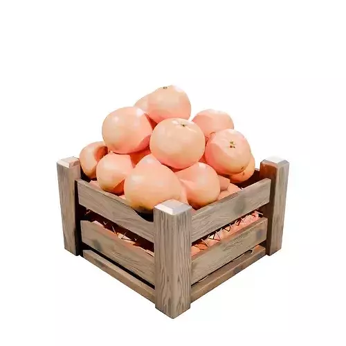 Rustic Wooden Fruit Crate With Fresh Oranges Low-poly 3D model
