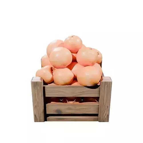 Rustic Wooden Fruit Crate With Fresh Oranges Low-poly 3D model 7