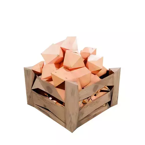 Rustic Wooden Fruit Crate With Fresh Oranges Low-poly 3D model 2