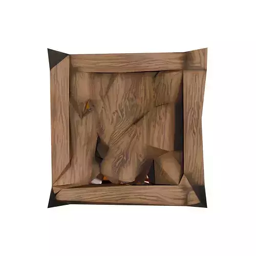 Rustic Wooden Fruit Crate With Fresh Oranges Low-poly 3D model 6