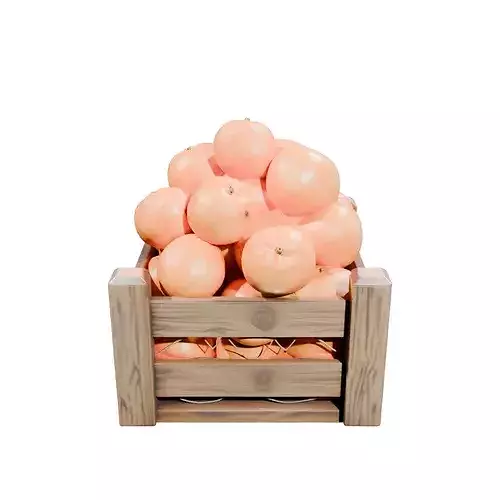 Rustic Wooden Fruit Crate With Fresh Oranges Low-poly 3D model 3