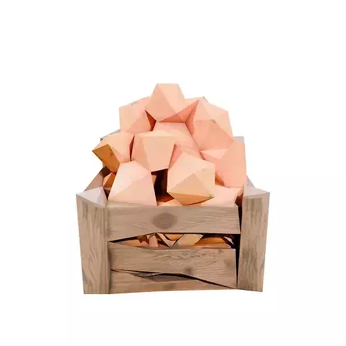 Rustic Wooden Fruit Crate With Fresh Oranges Low-poly 3D model 4