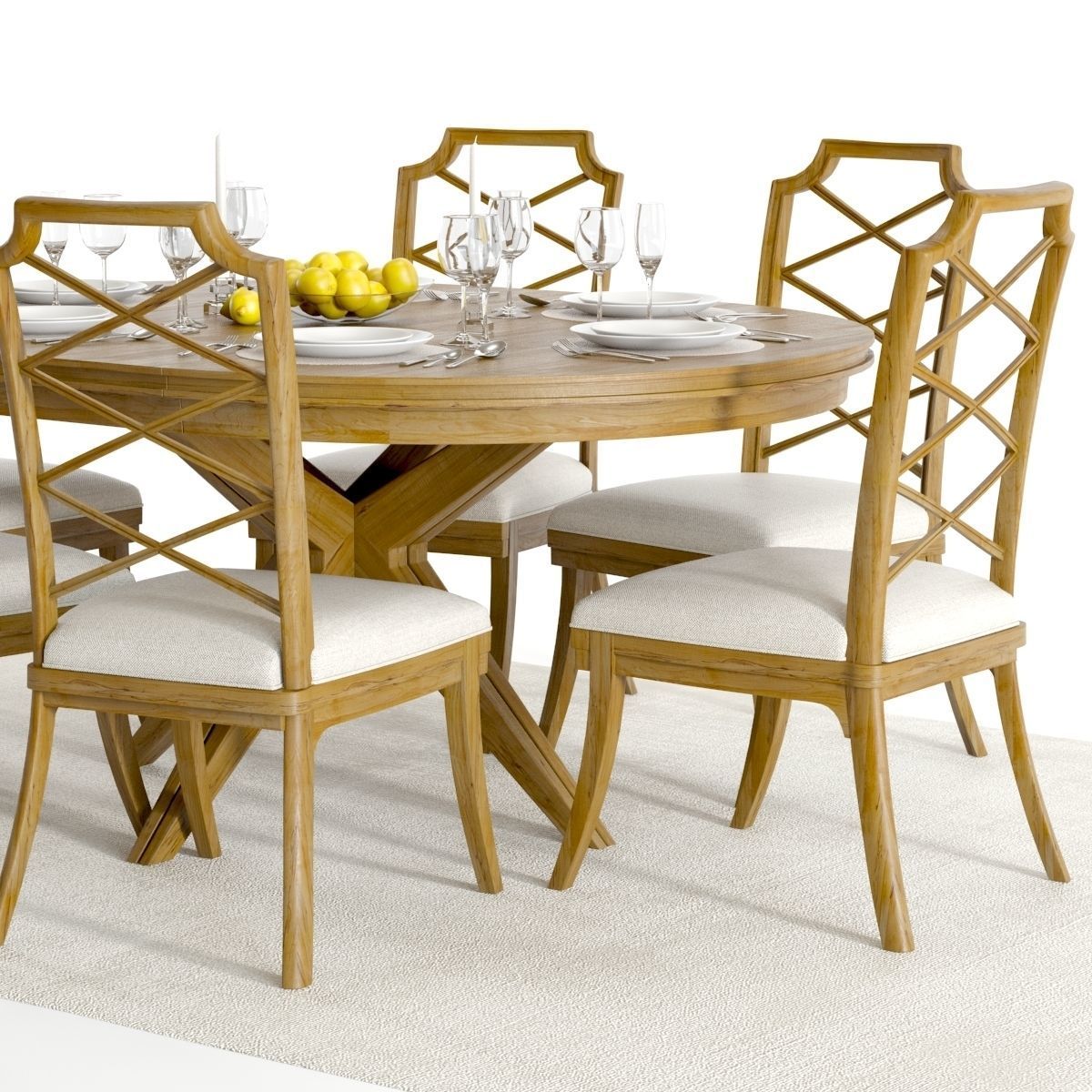 Hooker Retropolitan Extended Table and Chairs 3D model_1