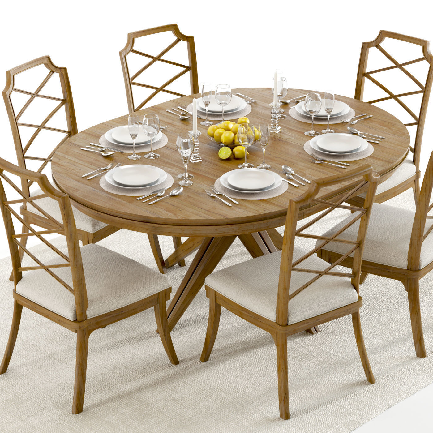 Hooker Retropolitan Extended Table and Chairs 3D model_3