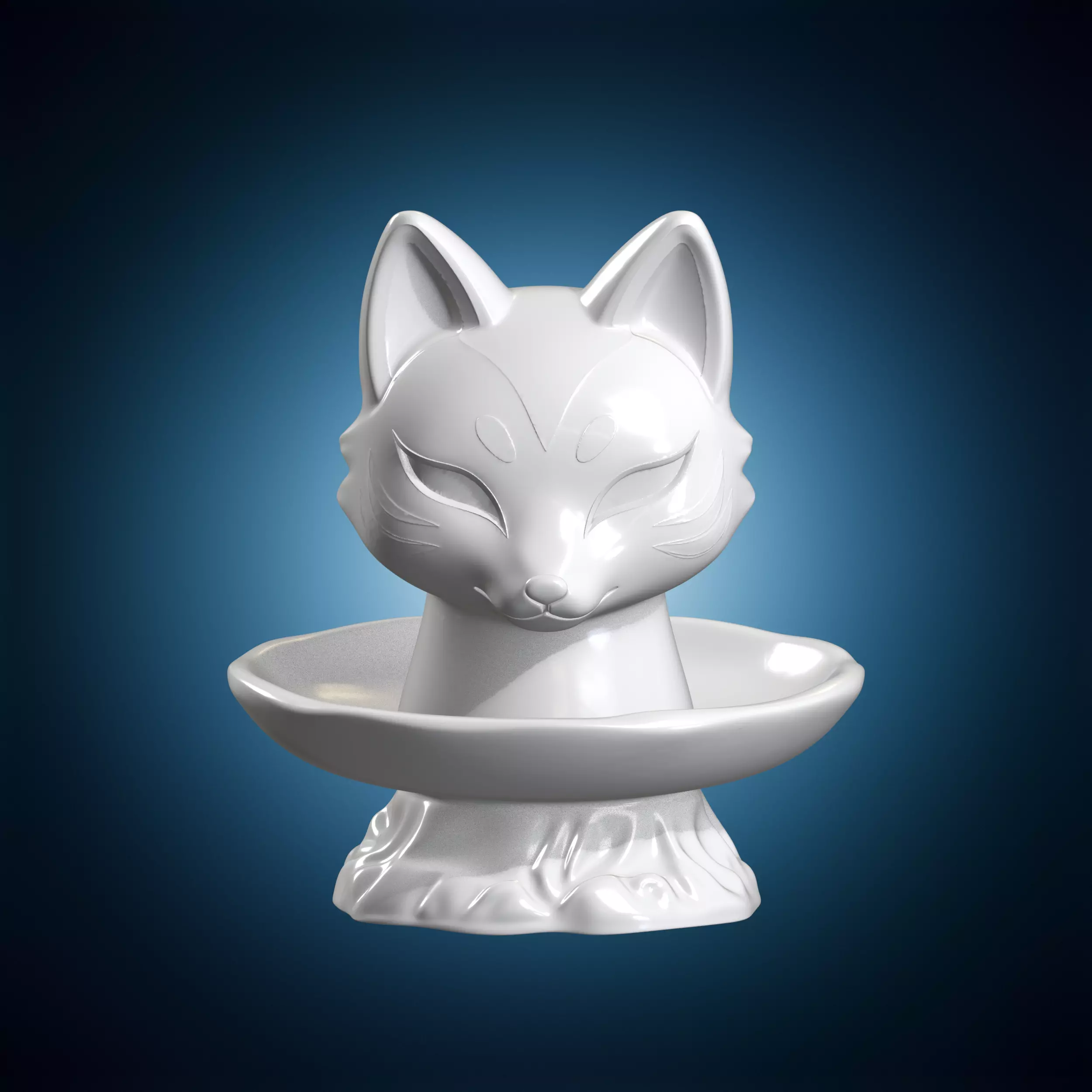 Kitsune Trinket Dish 3D Print Model 3D print model