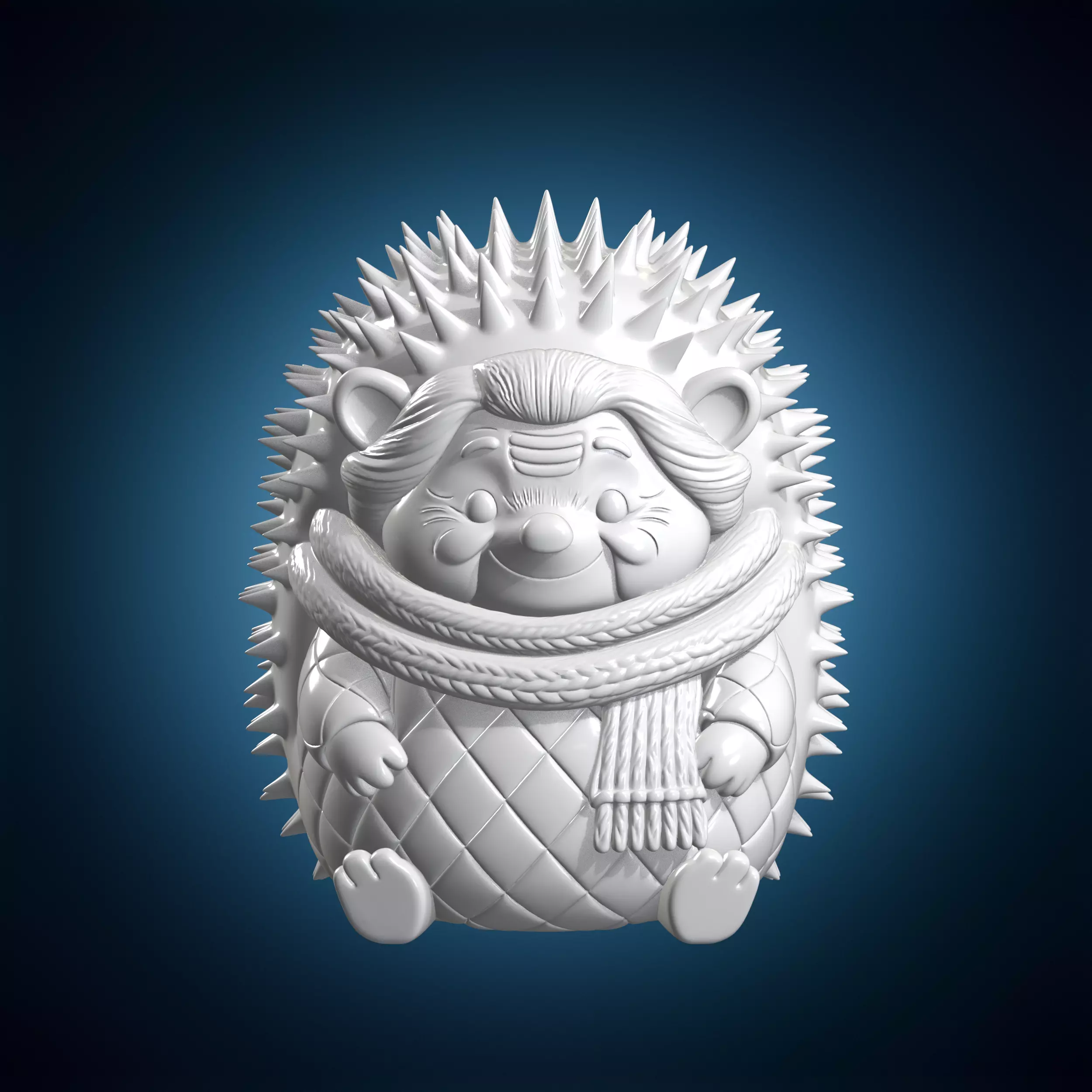Grandma Hedgehog with Knit Scarf 3D Print Model 3D print model