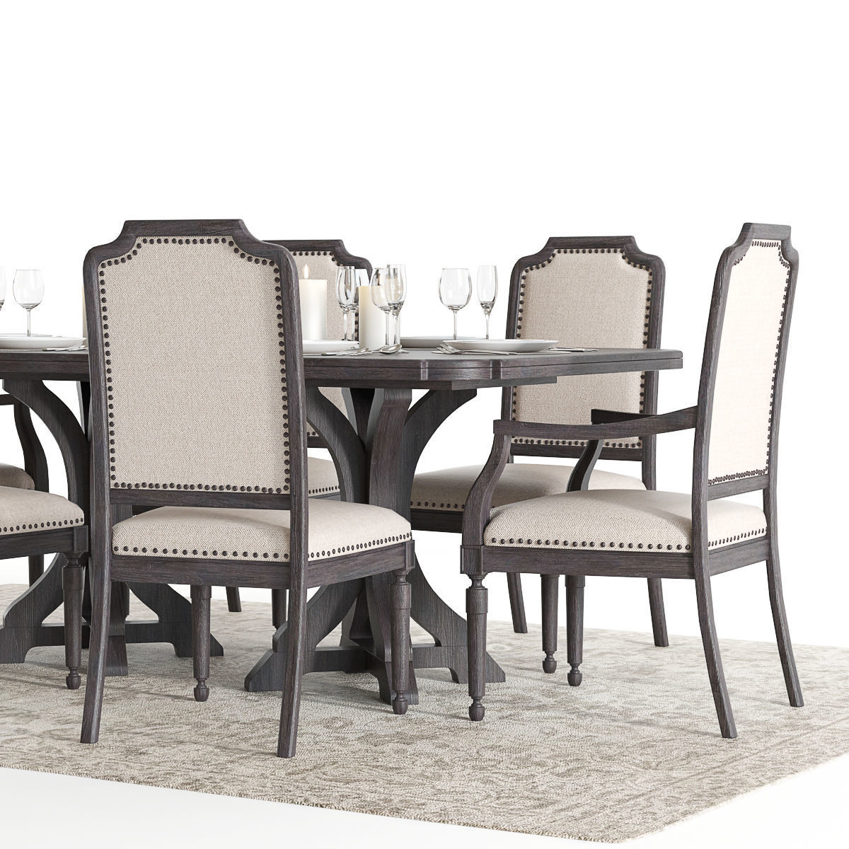 Hooker Corsica Dining Set 3D model_1
