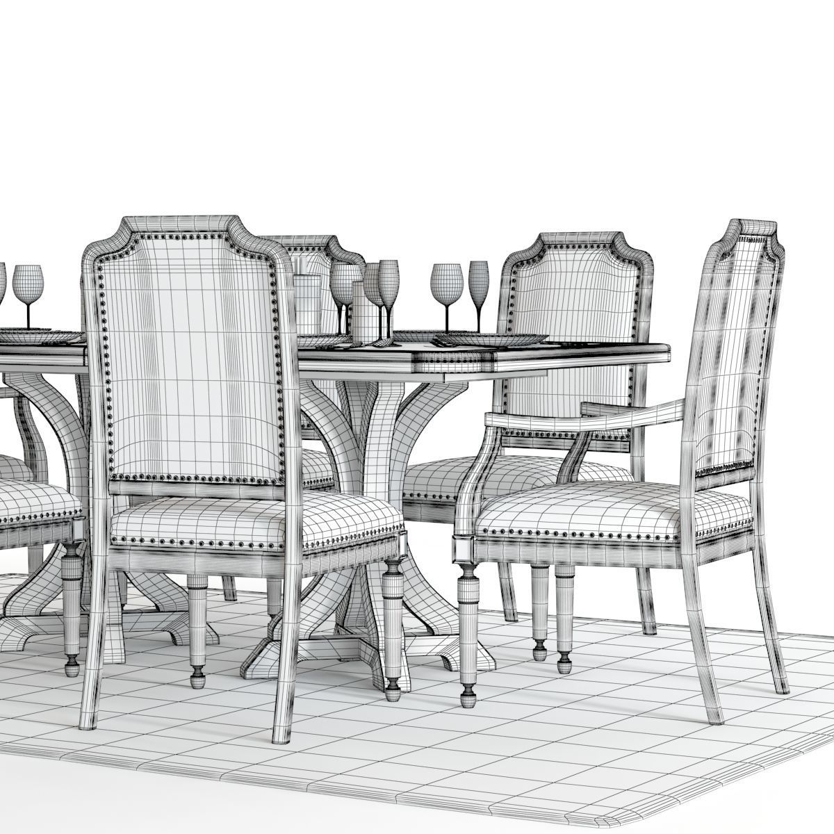 Hooker Corsica Dining Set 3D model_2