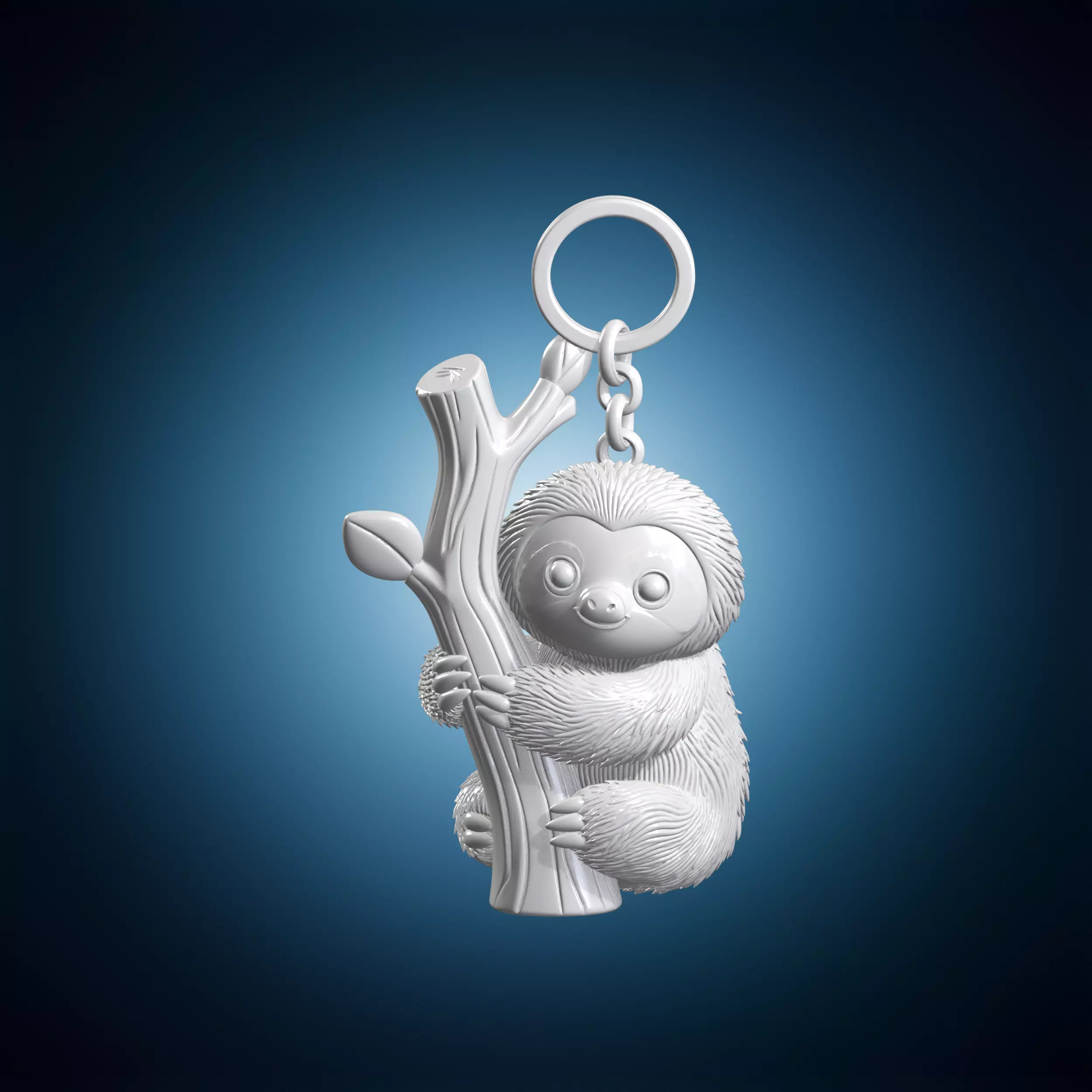 Sloth Chibi Hugging Branch Keychain 3D Print Model 3D print model