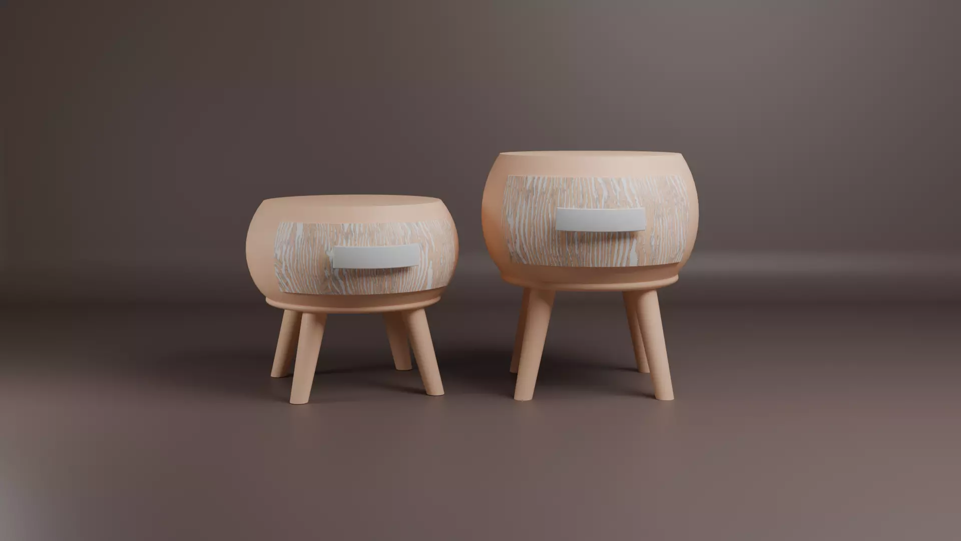 Modern Rounded Side Table Set Low-poly 3D model