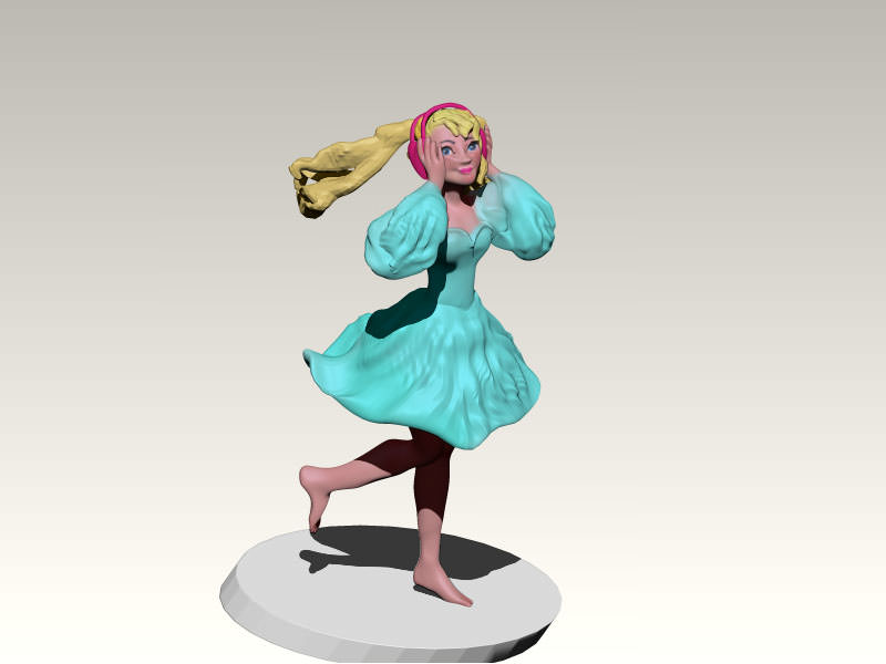 girl music 3D print model_5