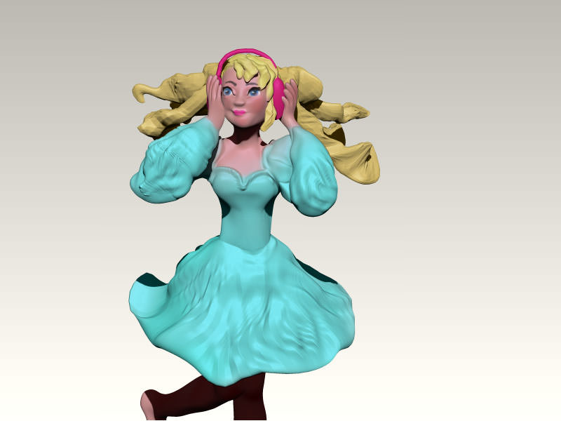 girl music 3D print model_3