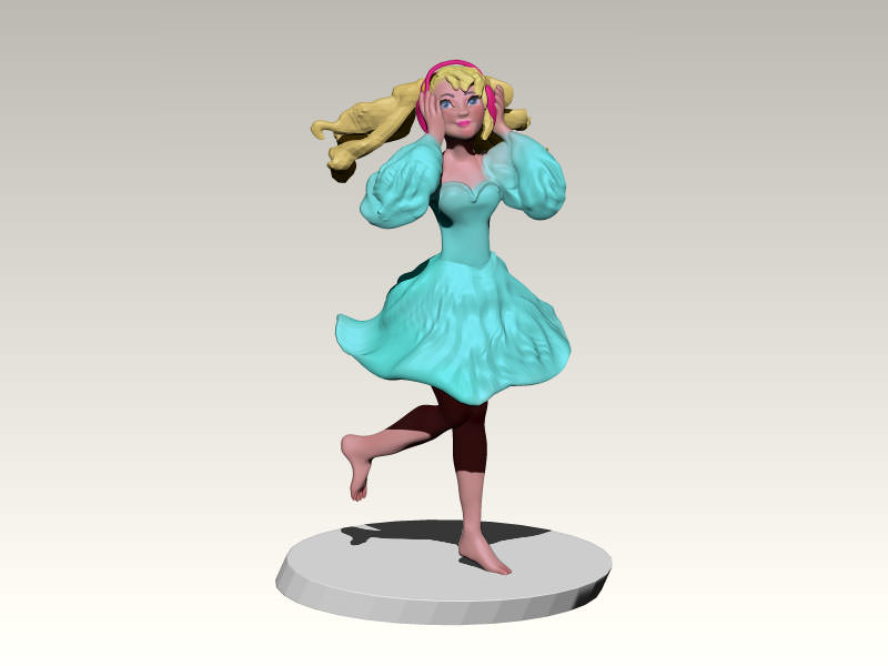 girl music 3D print model_1
