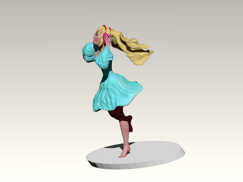 girl music 3D print model_2