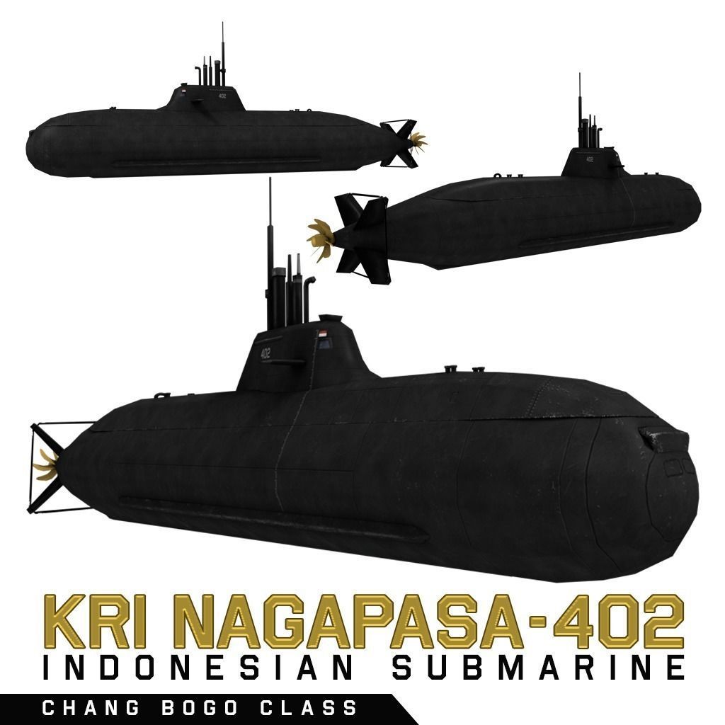 Submarine Changbogo Class KRI Nagapasa 402 Low-poly 3D model_0