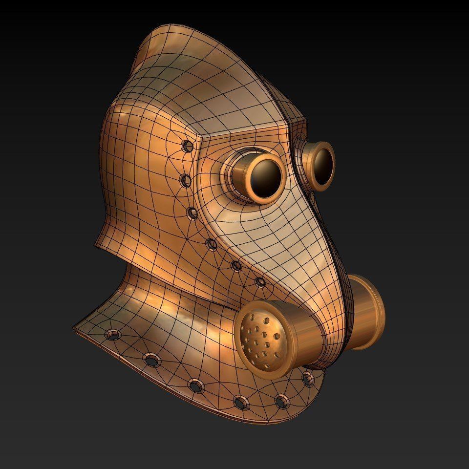 Steampunk helmet Free low-poly 3D model_2