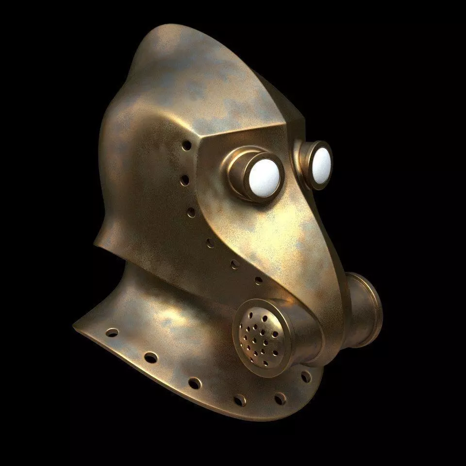 Steampunk helmet Free low-poly 3D model_0