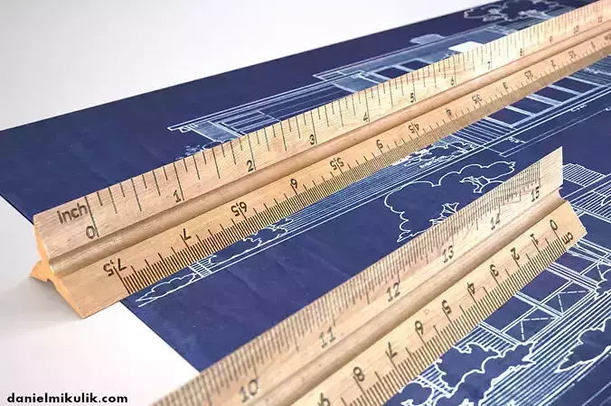 HD Wooden Ruler 6 real scale 3D model