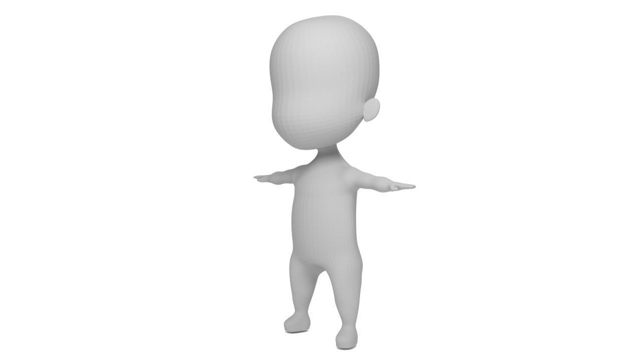 Chibi Male Base Mesh Low-poly 3D model_4