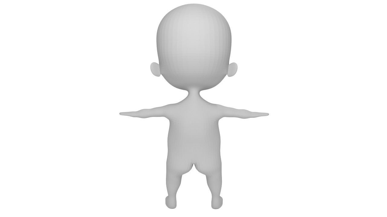 Chibi Male Base Mesh Low-poly 3D model_3
