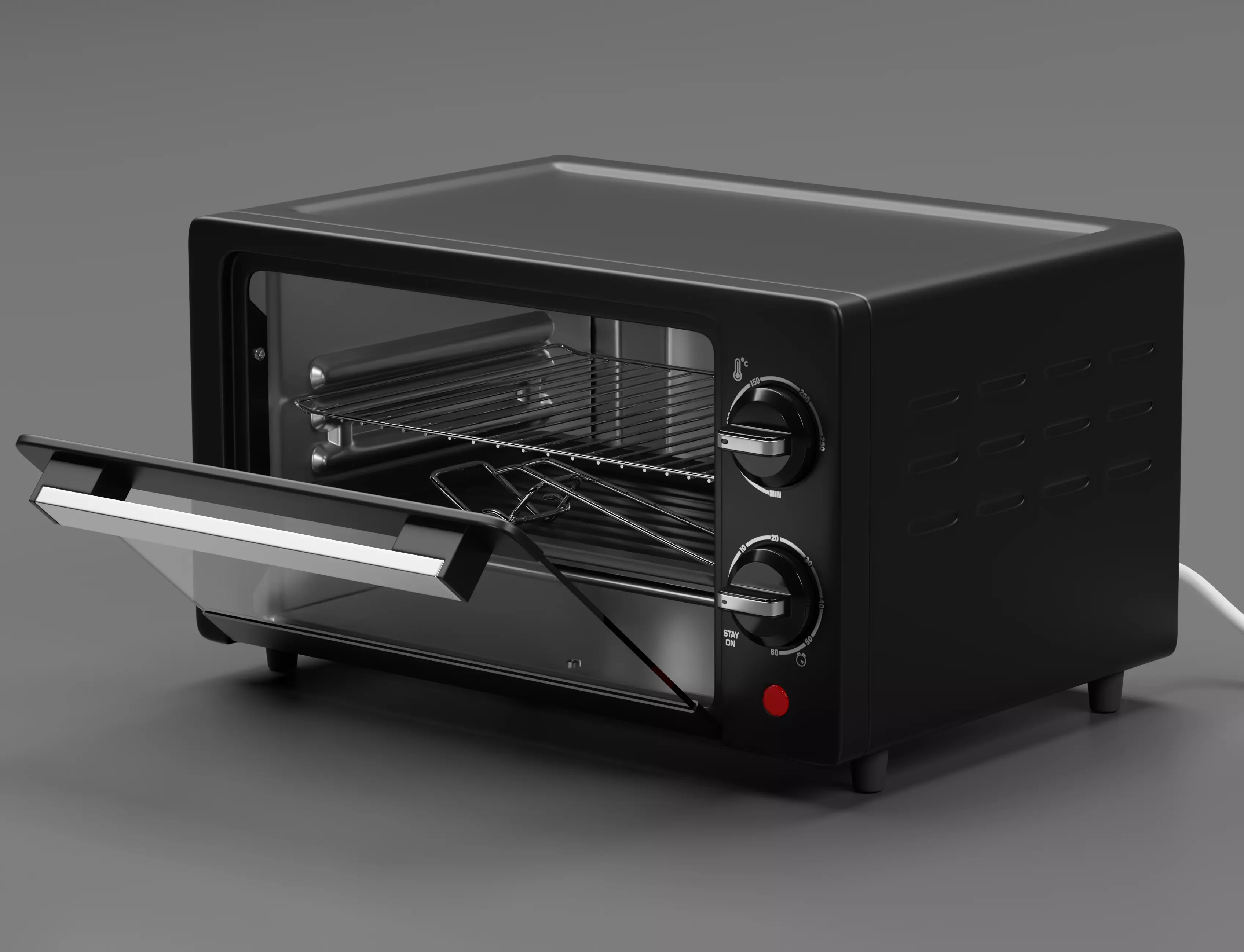 Modern Black Countertop Electric Toaster Oven customizable 3D model