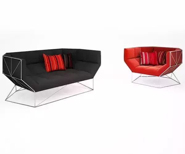 Foxhole armchair and sofa by spHaus 3D model