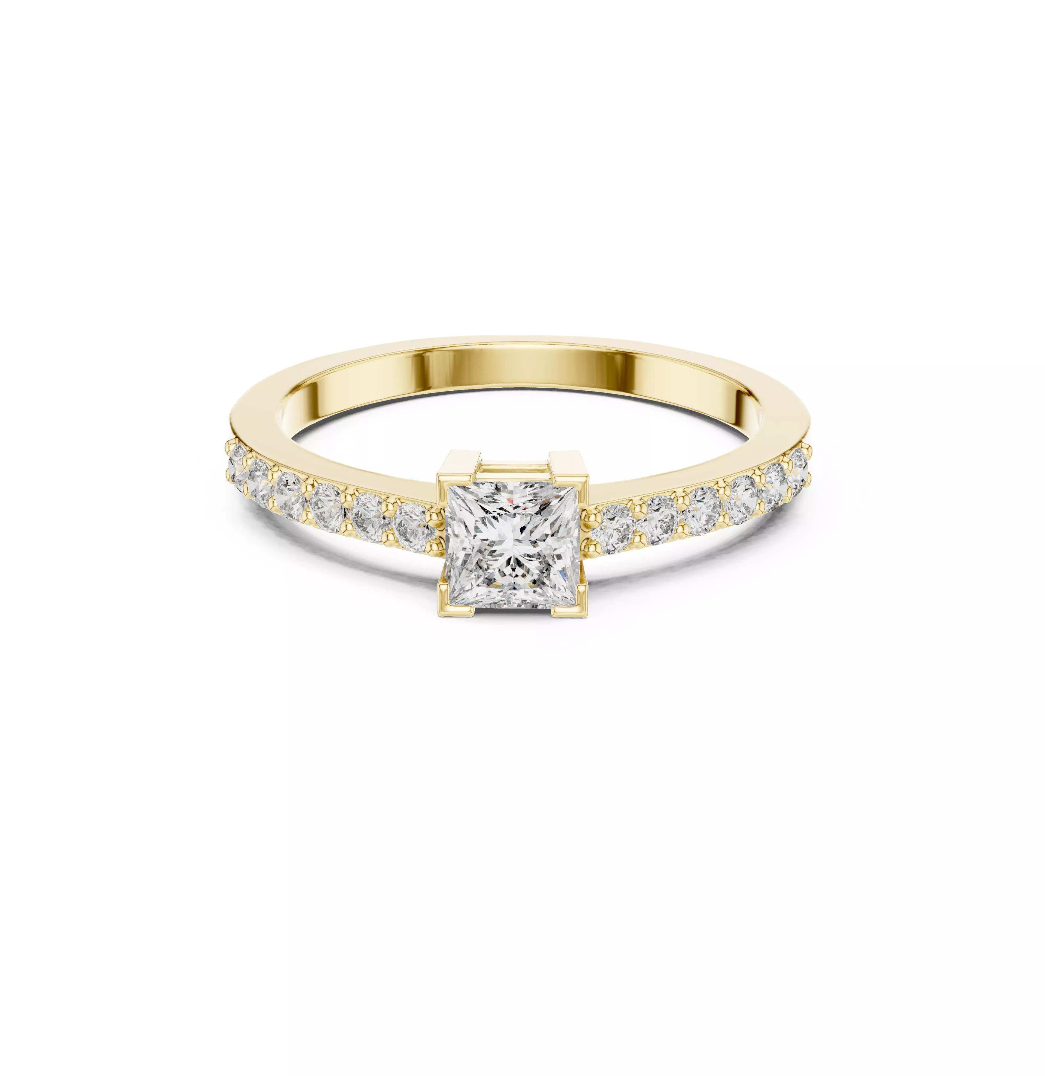 Premium Diamond Band Gold Wedding Ring CAD R100-1 3D print model