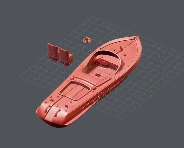 Printable Riva Aquarama - 3 Parts  3D print model