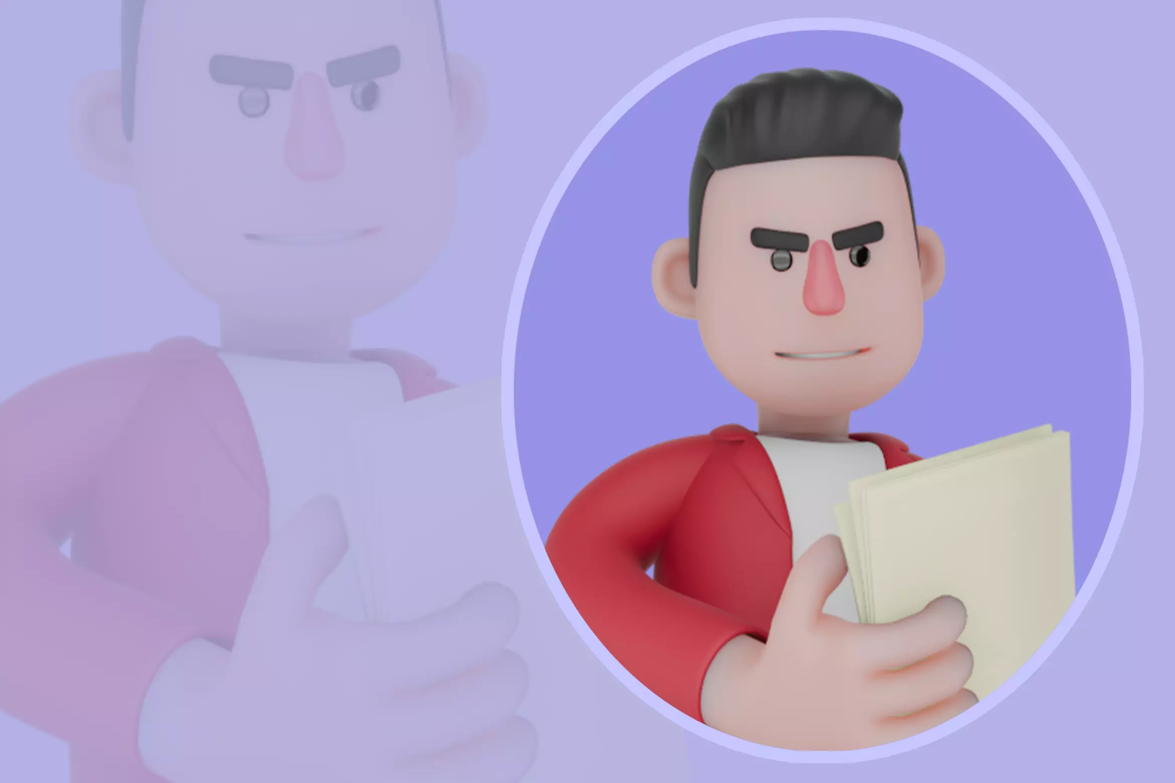 Stylized 3D Singer Holding Lyrics - Serious Cartoon 3D model