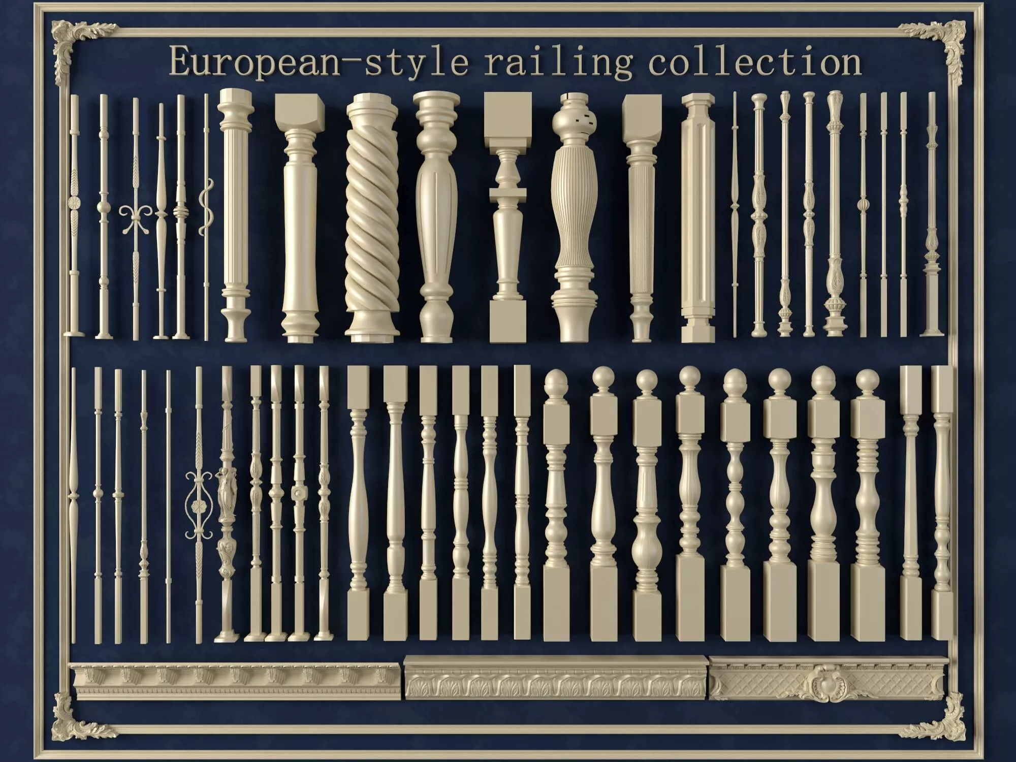European Spindles and Columns Set 3D model