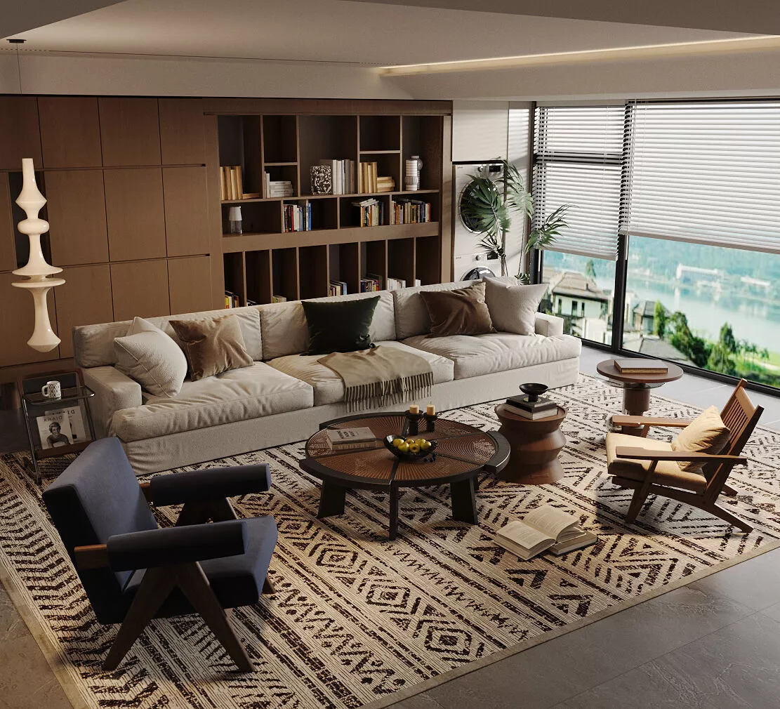 French retro-style living room 3D model