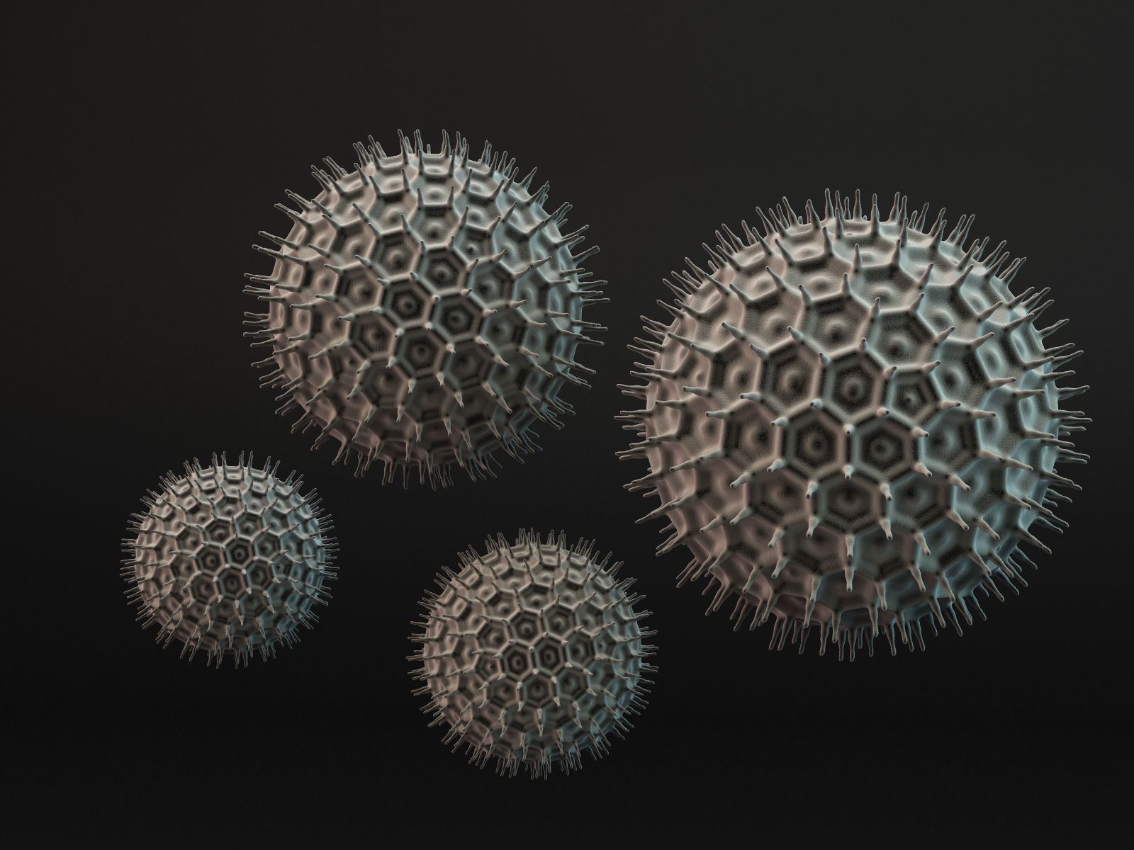 Pollens ball with spikes 3D model_6