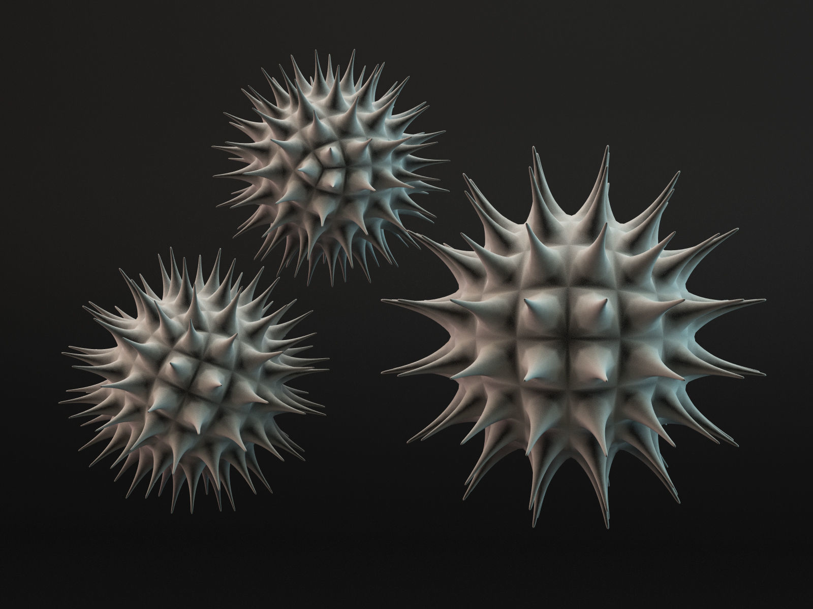 Pollens ball with spikes 3D model_5