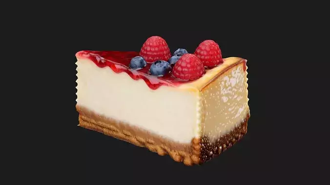 Berry Cheesecake Slice 3D model 7