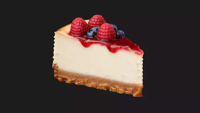 Berry Cheesecake Slice 3D model 2