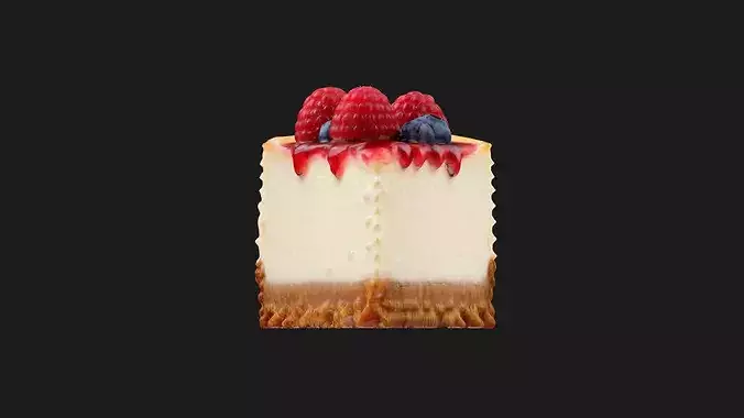 Berry Cheesecake Slice 3D model 3