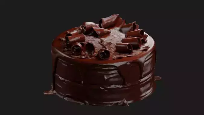 Chocolate Ganache Cake 3D model 5