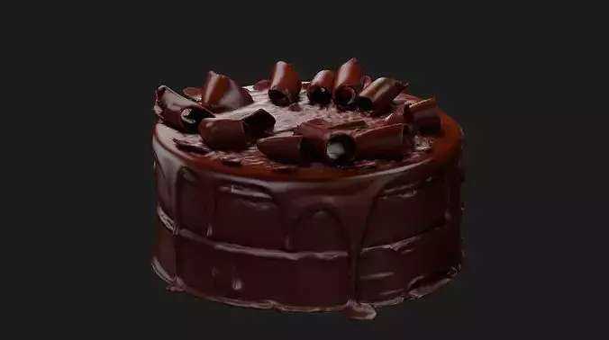 Chocolate Ganache Cake 3D model 2