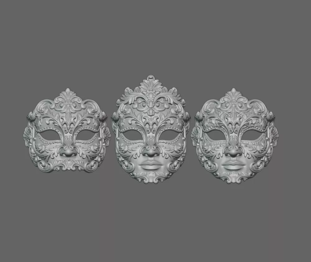 Venetian Royal Mask Pack STL 3 in 1 Carnival Wearable Masks 3D print model