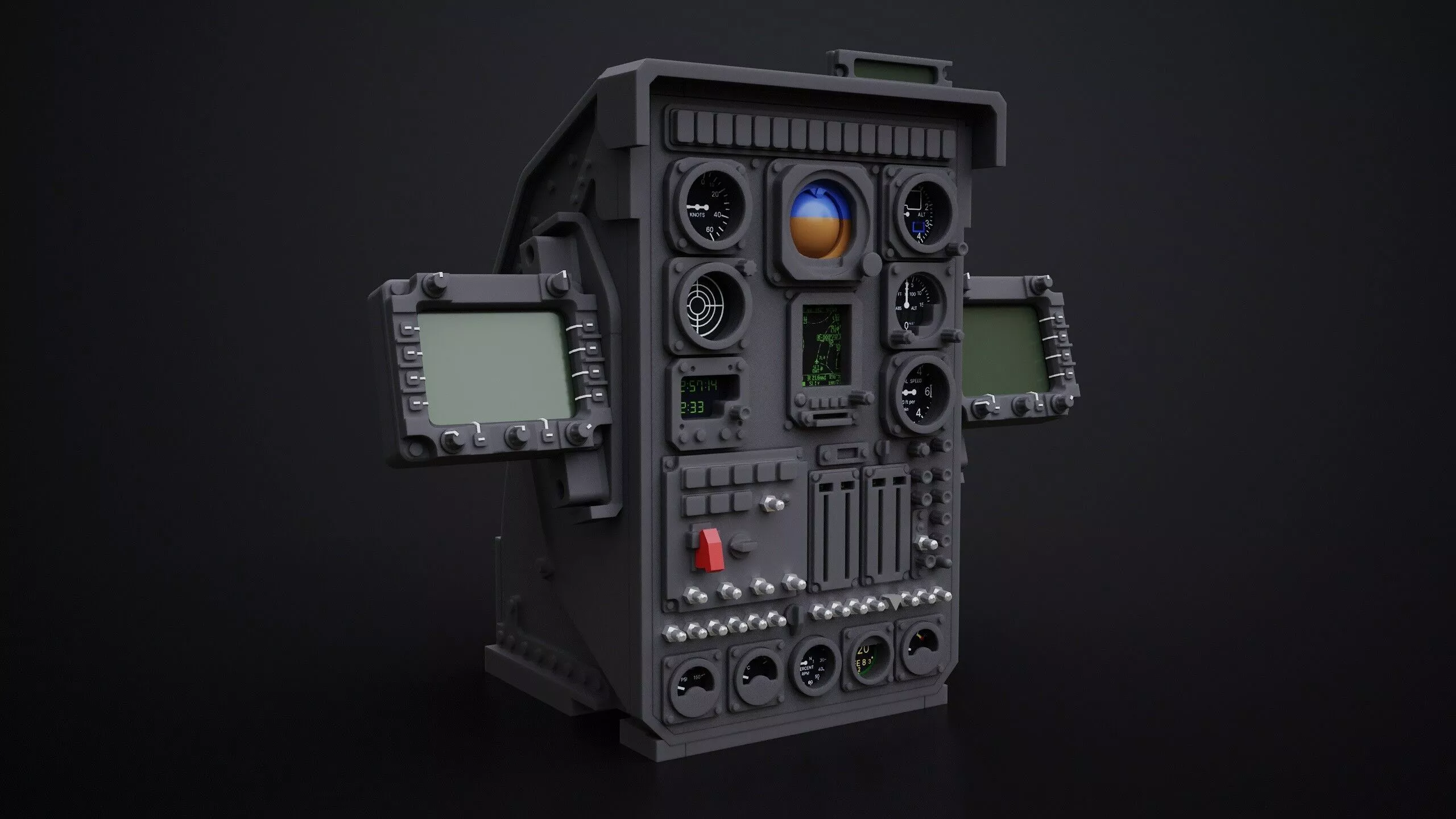 AH-MH-6J Little Bird Front Instrument Panel 3D Print Scale 1-8 3D print model