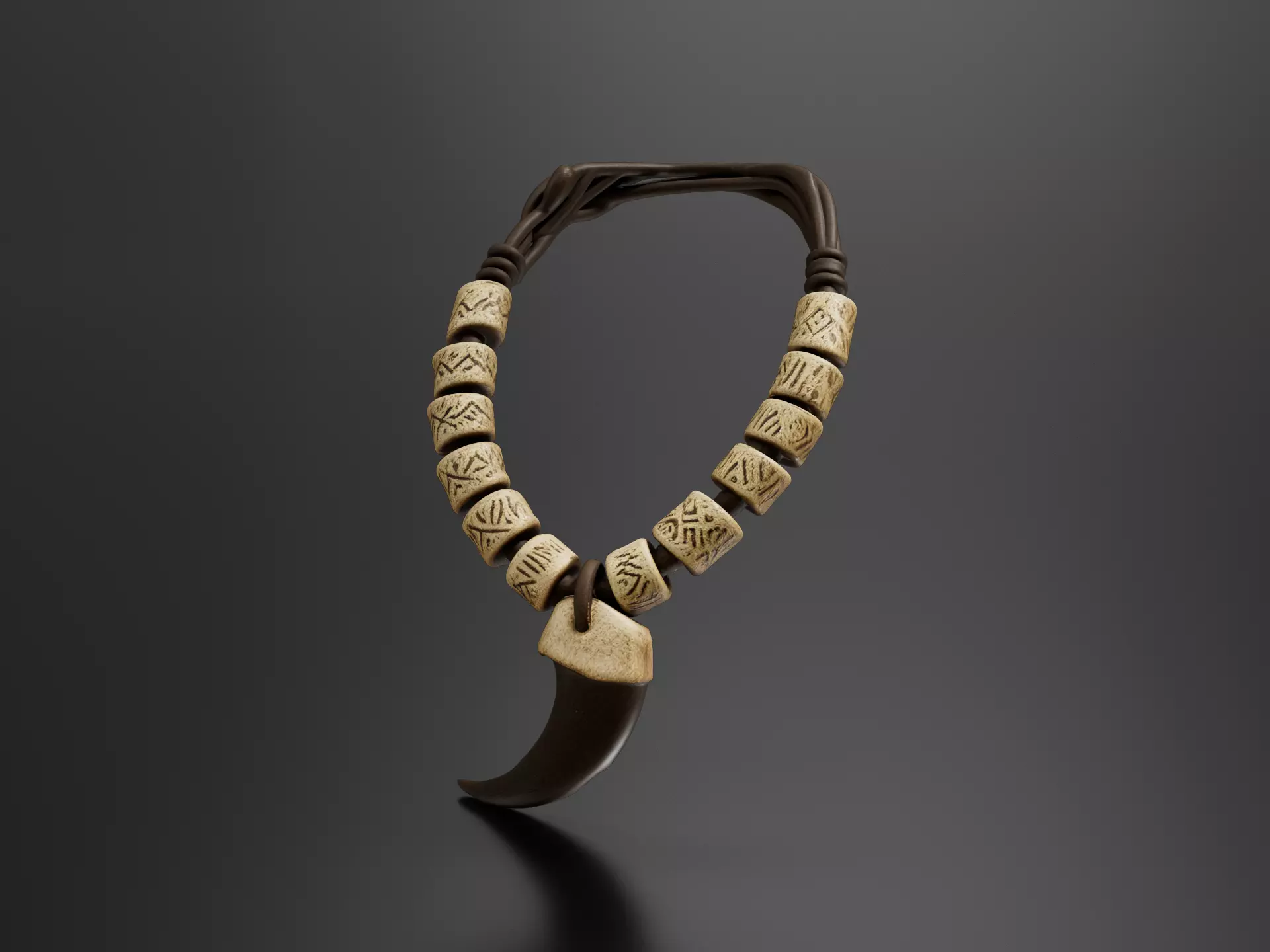 necklace featuring carved cylindrical 3D print model