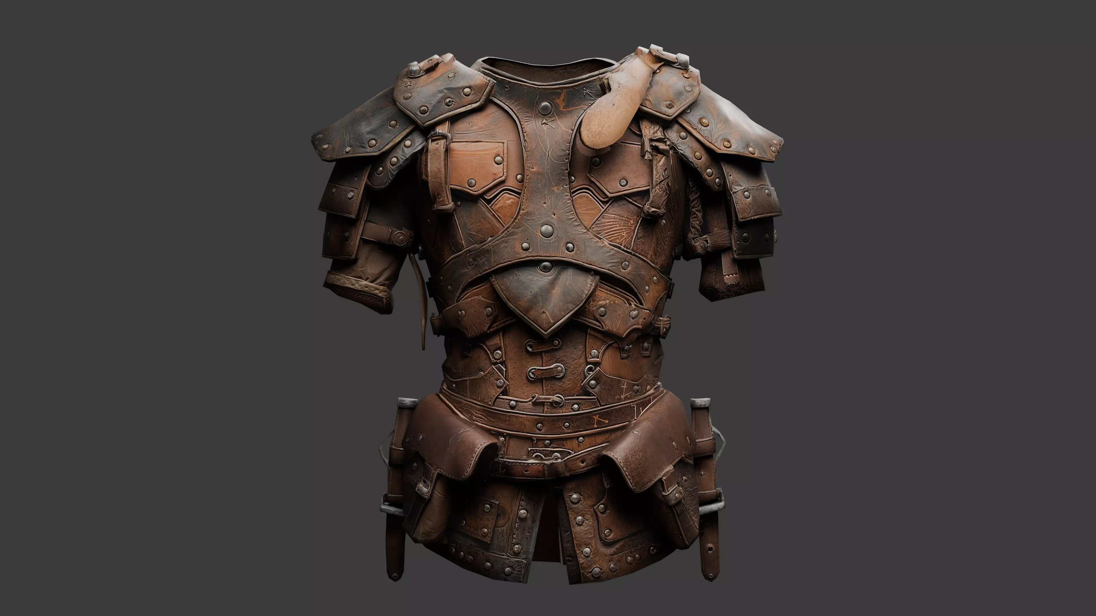 Post-Apocalyptic Scavenger Leather Armor - Game Ready Free low-poly 3D model