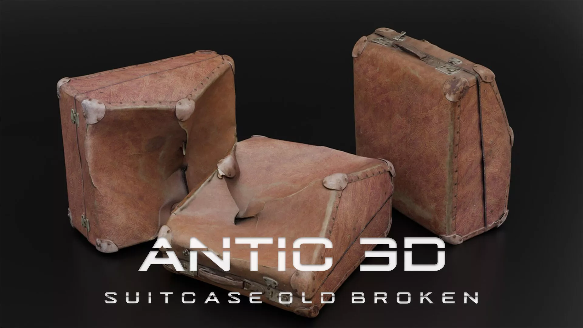 Suitcase Old Broken Low-poly 3D model