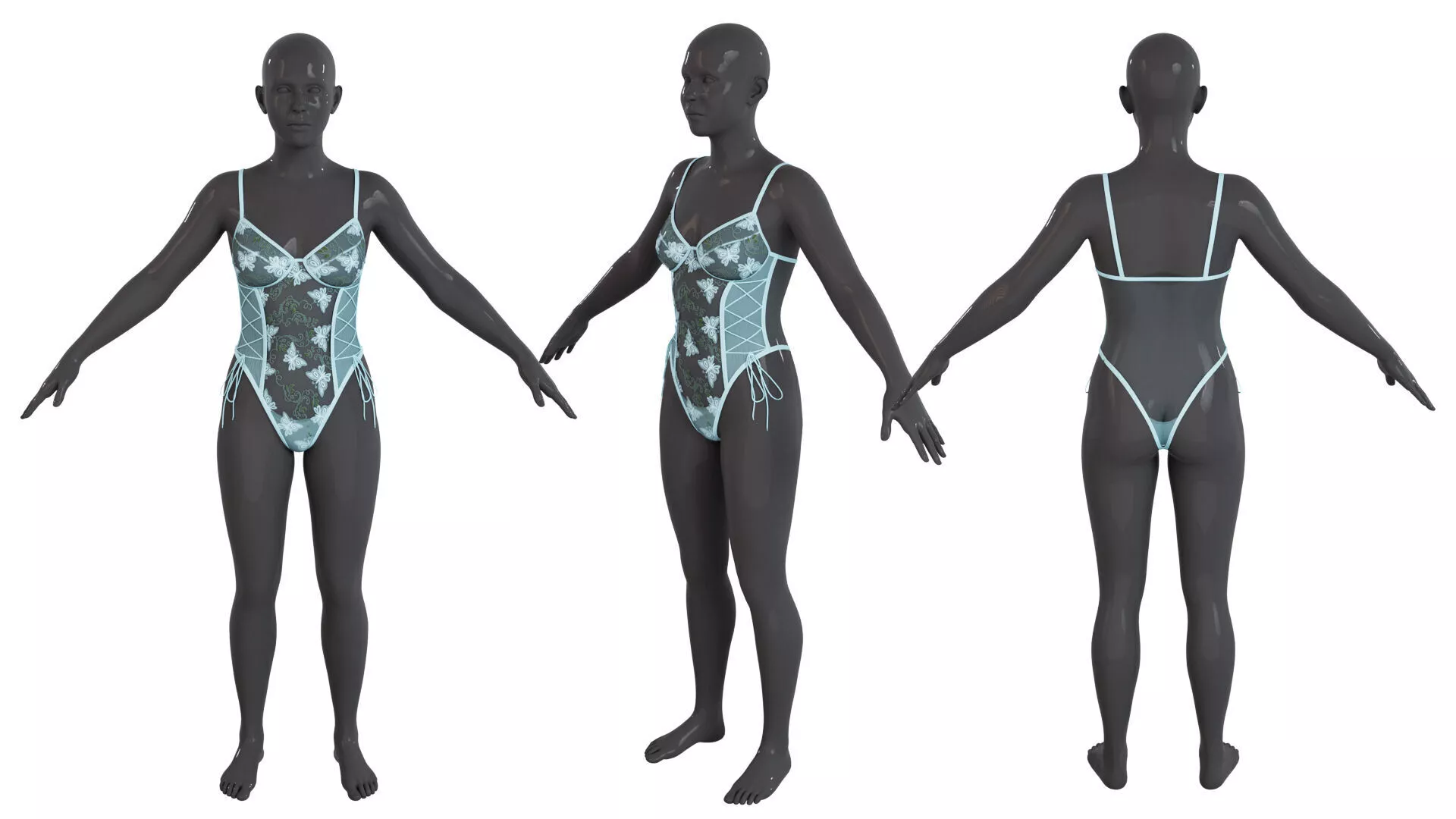 Vintage Lace Bodysuit Low-poly 3D model