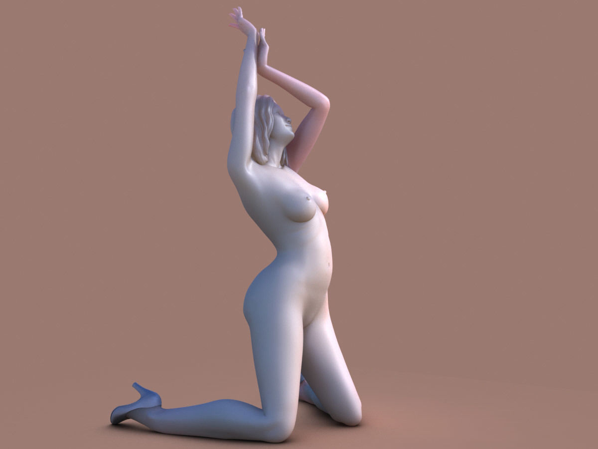 Woman Kneeling 3D print model_1
