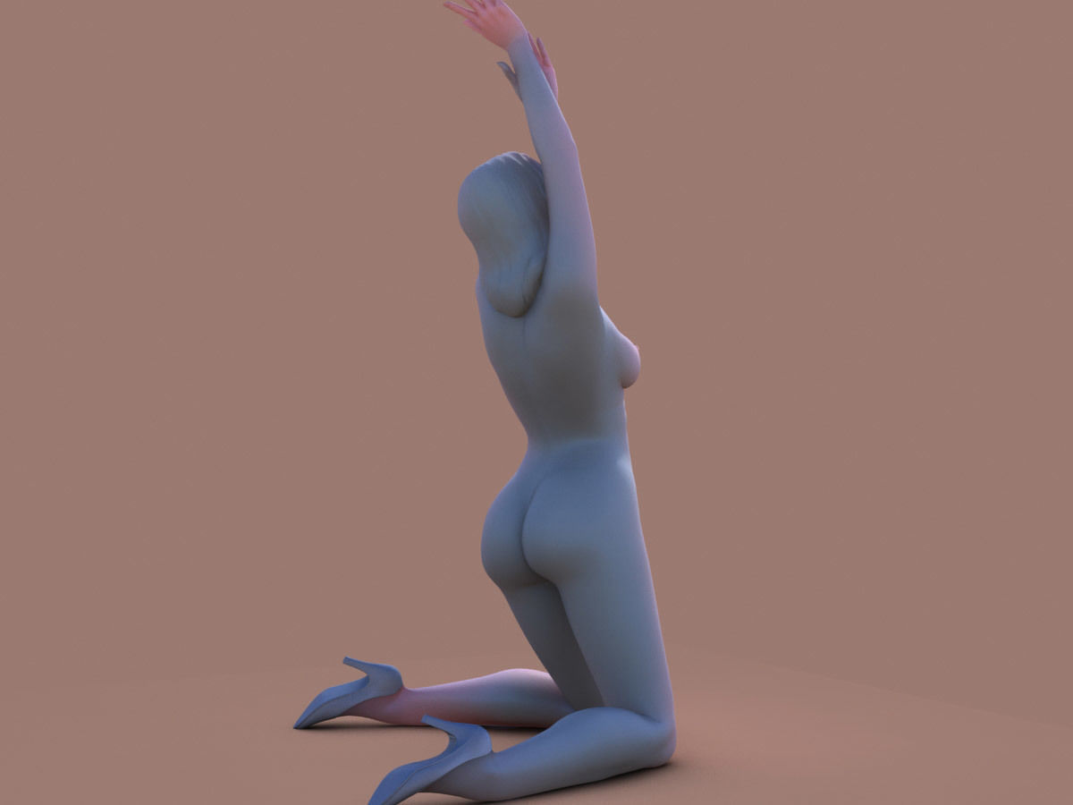 Woman Kneeling 3D print model_4