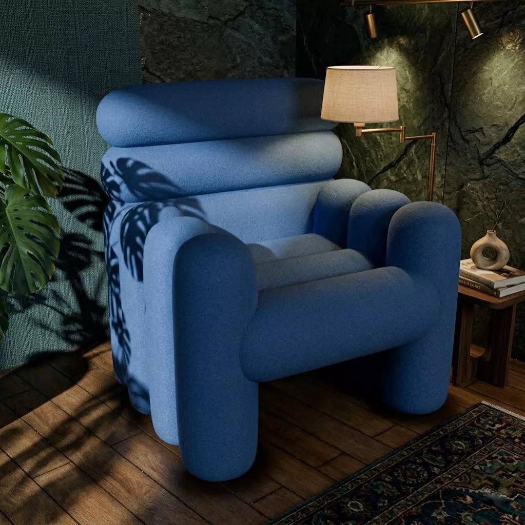 Blue bubble chair Free low-poly 3D model