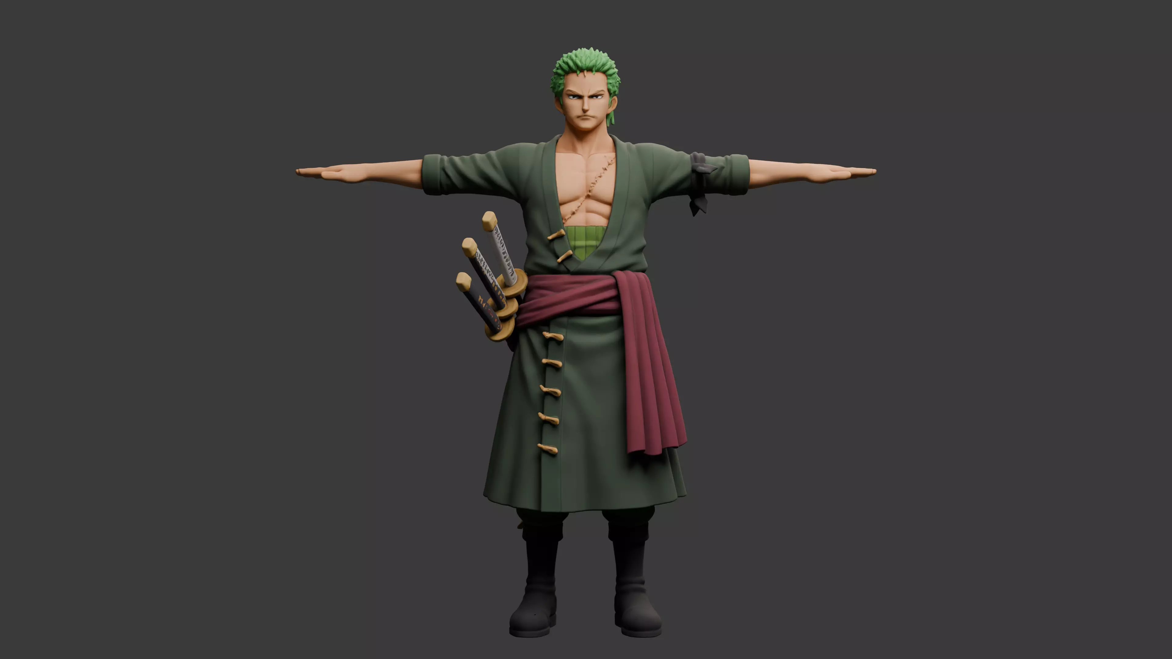 Three Sword Warrior Character Free 3D model
